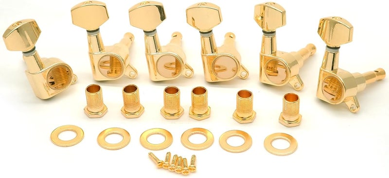 harpfeas 6 Pieces 6R Guitar tuner pegs,small Square Sealed guitar tuning pegs tuners machine heads,for Acoustic or Electric Guitar (Gold) - Image 1